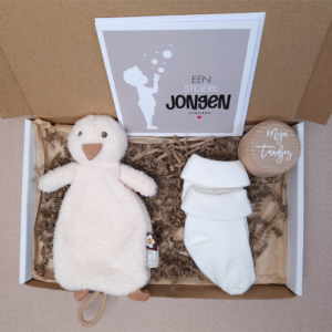 Brievenbus kraamcadeau jongen speendoekje uil