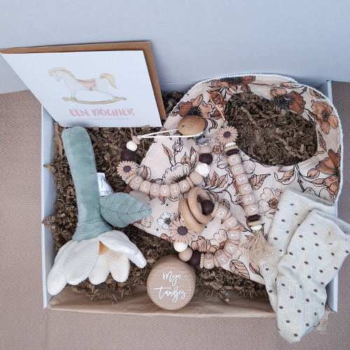 Kraamcadeau meisje rammelaar bloem wit - Afbeelding 8