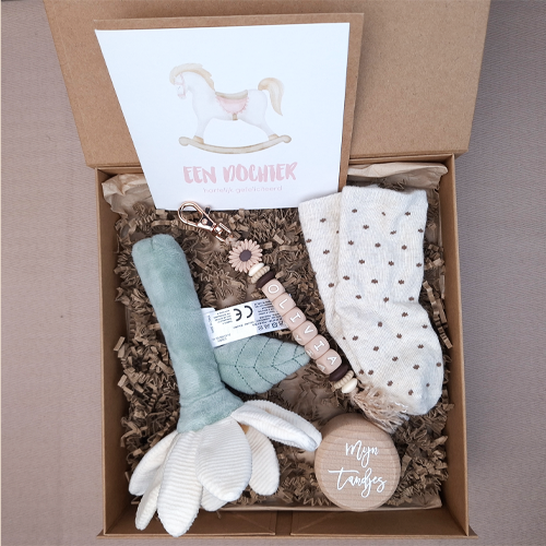 Kraamcadeau meisje rammelaar bloem wit - Afbeelding 5