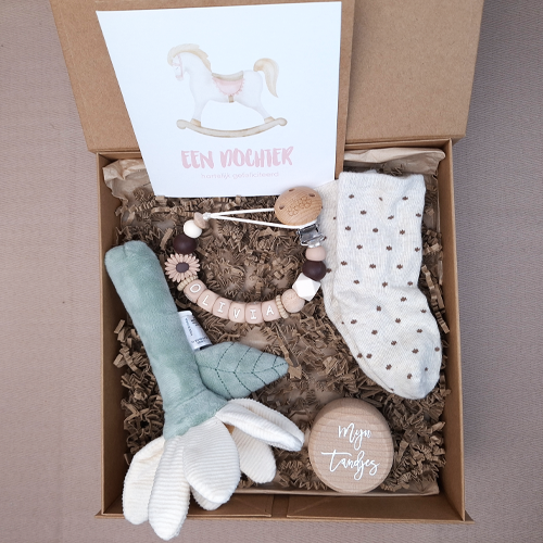 Kraamcadeau meisje rammelaar bloem wit - Afbeelding 4