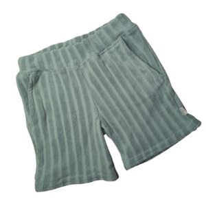 Short relax badstof streep sage groen