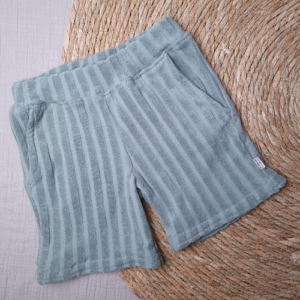 Short relax badstof streep sage groen