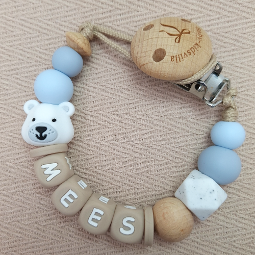 Speenkoord met naam jongen ijsbeer winter