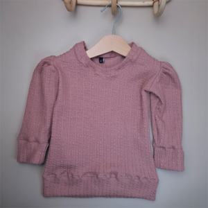 Sweater ballonmouw ruffle koraal