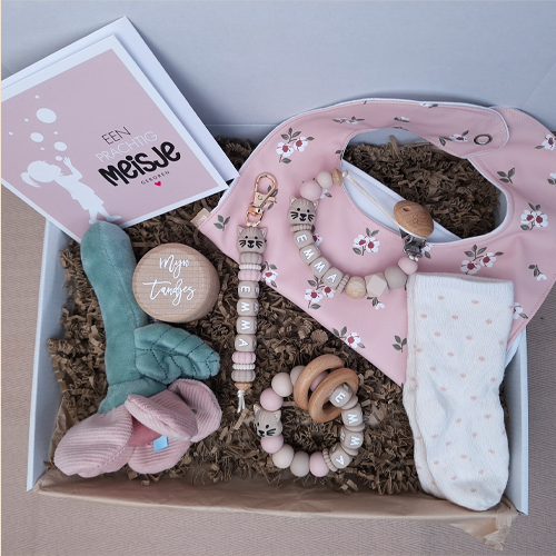 Kraamcadeau meisje rammelaar bloem roze - Afbeelding 8