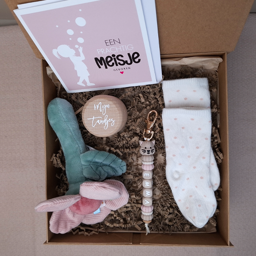 Kraamcadeau meisje rammelaar bloem roze - Afbeelding 5