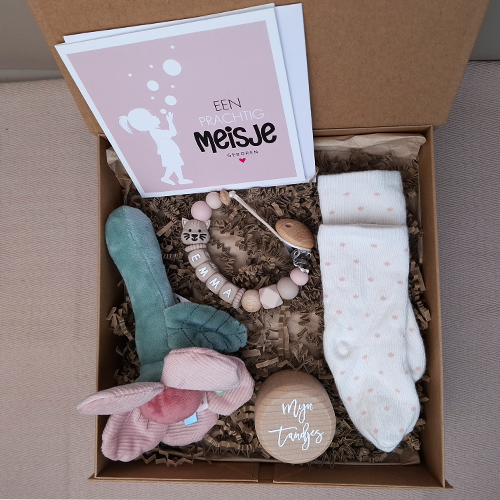 Kraamcadeau meisje rammelaar bloem roze - Afbeelding 4