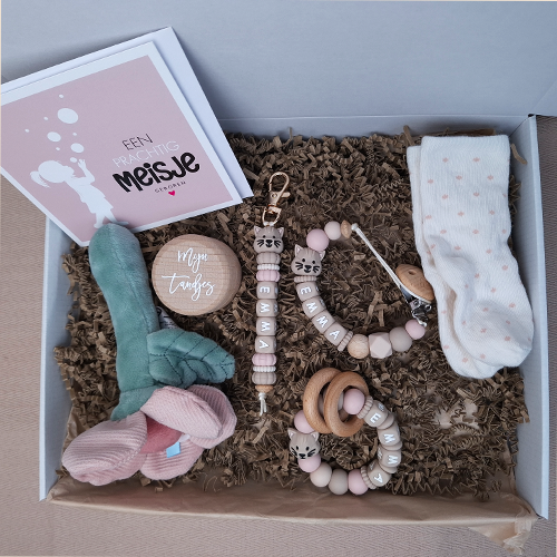 Kraamcadeau meisje rammelaar bloem roze - Afbeelding 6