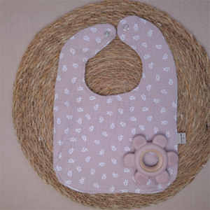 Kwijlslab hydrofiel leaves roze