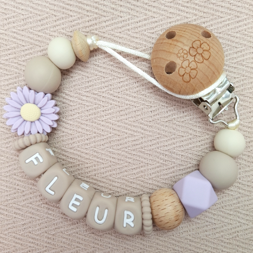 Speenkoord met naam meisje daisy lila