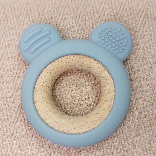 Siliconen bijtspeelgoed beer licht blauw