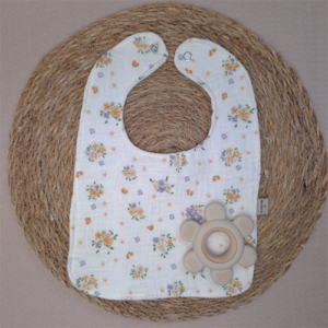 Kwijlslab hydrofiel kleine bloemen lila