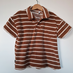 Shirt polo streep bruin ecru