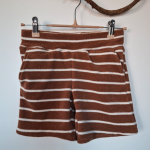 Short relax streep bruin ecru