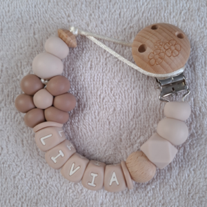 Speenkoord met naam meisje bloem hazelnoot
