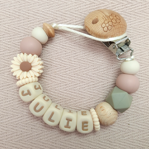 Speenkoord met naam meisje daisy creme - Afbeelding 2
