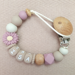Speenkoord met naam meisje daisy oudroze