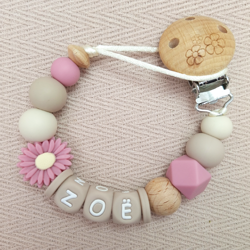 Speenkoord met naam meisje daisy soft cashmere