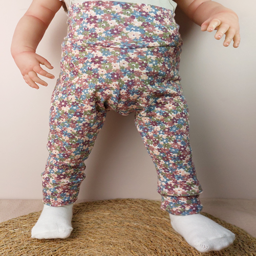 Babybroekje legging bloemen mauve - Afbeelding 3