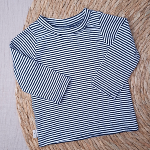 Babyshirtje longsleeve mini streep donker blauw