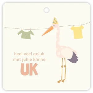 een minikaartje met de tekst heel veel geluk met jullie kleine uk