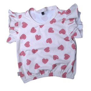 Shirt meisje hartjes ruffle mouw