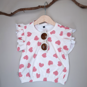 Shirt meisje hartjes ruffle mouw