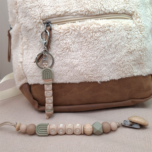 Speenkoord met naam jongen regenboog salie - Afbeelding 4