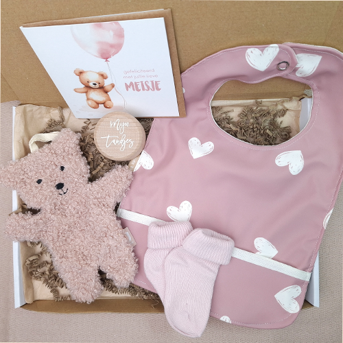 Brievenbus kraamcadeau meisje speendoekje beer rose - Afbeelding 7