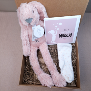 Kraamcadeau meisje happy horse knuffel oudroze