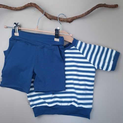 Shirt raglan streep indigo blauw - Afbeelding 3