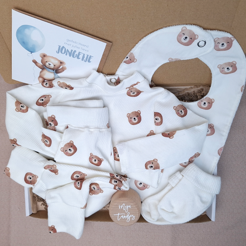 Brievenbus kraamcadeau jongen babykleding beren - Afbeelding 6