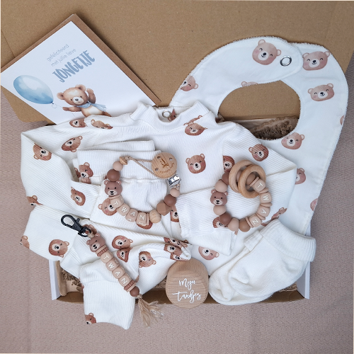 Brievenbus kraamcadeau jongen babykleding beren - Afbeelding 7