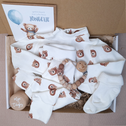 Brievenbus kraamcadeau jongen babykleding beren - Afbeelding 3