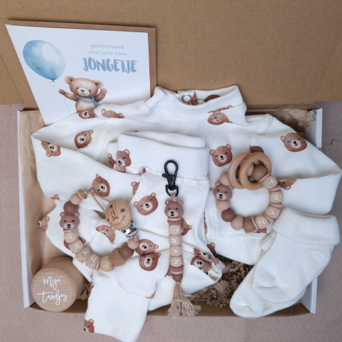 Brievenbus kraamcadeau jongen babykleding beren - Afbeelding 5