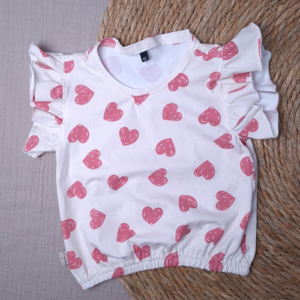 Shirt meisje hartjes ruffle mouw