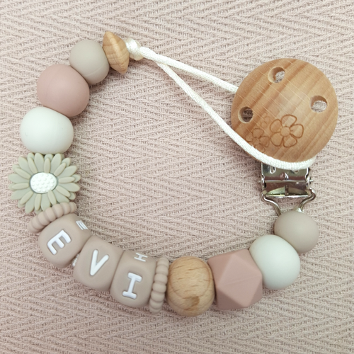 Speenkoord met naam meisje daisy beige - Afbeelding 2