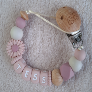 Speenkoord met naam meisje daisy licht oudroze