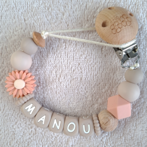 Speenkoord met naam meisje daisy zalmroze