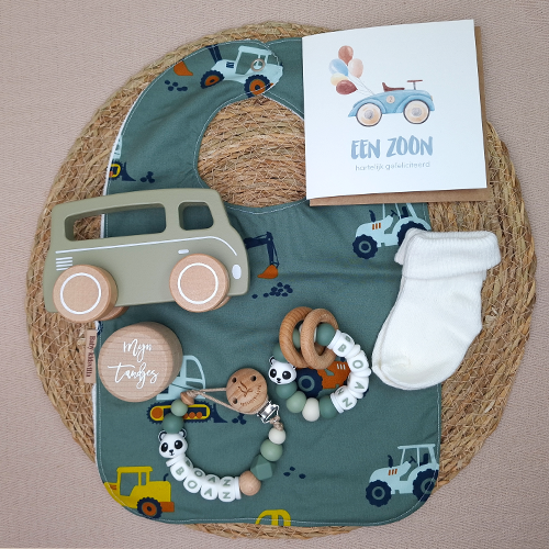 Kraamcadeau met naam jongen autobus slab XL - Afbeelding 3