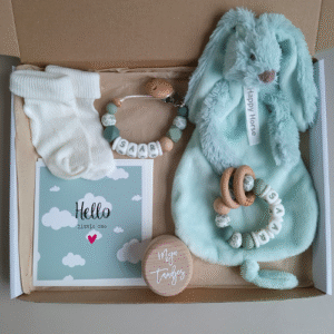 Brievenbus kraamcadeau met naam happy horse mint