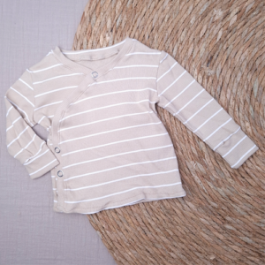 Baby overslag shirtje streep beige
