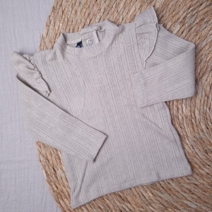 Babyshirtje longsleeve ajour ruffle donker taupe