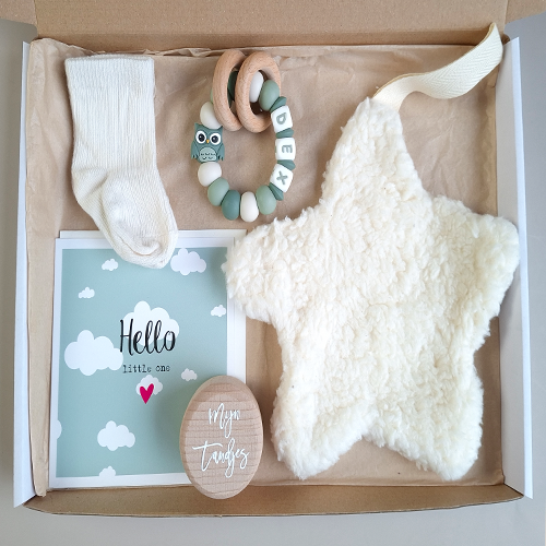 Brievenbus kraamcadeau met naam speendoekje ster - Afbeelding 2