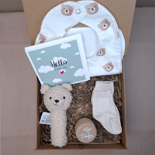 Kraamcadeau jongen rammelaar beer ecru - Afbeelding 7