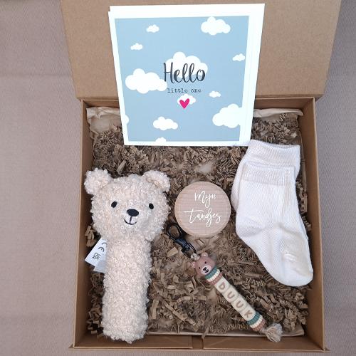 Kraamcadeau jongen rammelaar beer ecru - Afbeelding 5