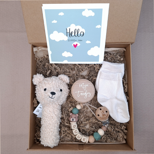 Kraamcadeau jongen rammelaar beer ecru - Afbeelding 4