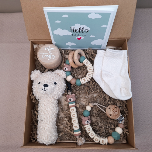 Kraamcadeau jongen rammelaar beer ecru - Afbeelding 6