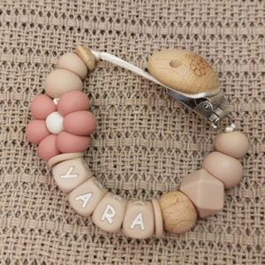 Speenkoord met naam meisje bloem rosewood