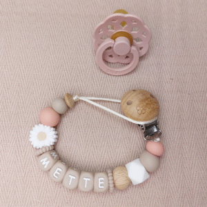 Speenkoord met naam meisje daisy dark blush